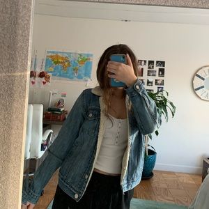 🩵DENIM JACKET GAP w FUR FOR WOMEN